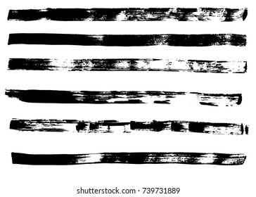 Set of grunge hand drawn brush strokes  
