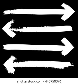 Set of grunge hand drawn brushstroke arrows vector illustration. Abstract hand drawn grunge background