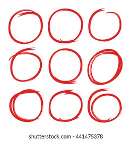 set of grunge and hand drawn circle highlighter for marking text