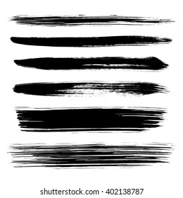 Set of grunge hand drawn ink lines may be used for creative design. 
Vector collection of black brush strokes. Abstract sketch.
Isolated on white background.