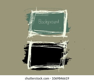 Set of grunge hand drawn splash paintbrush squares. Curved brush stroke vector illustration