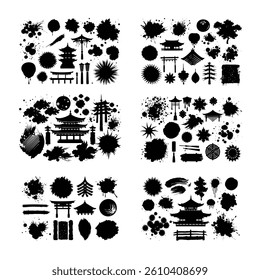 Set of Grunge Hand-Drawn Black and White Frames