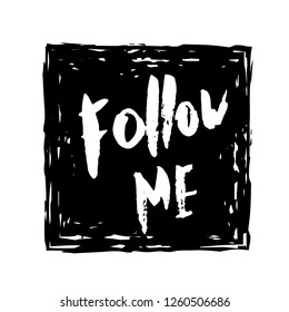 Set of grunge handwritten lettering for social media network. Vector illustration. 