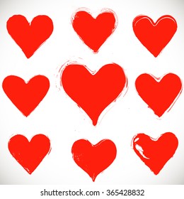 set of grunge hearts,  vector