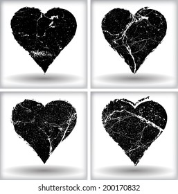 Set of grunge hearts. Vector illustration