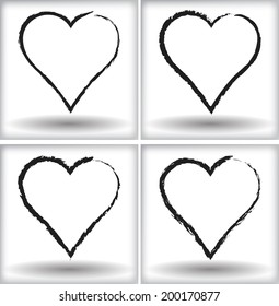 Set of grunge hearts. Vector illustration