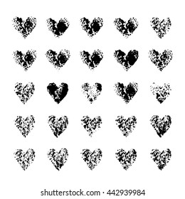 Set of grunge hearts. Vector illustration.