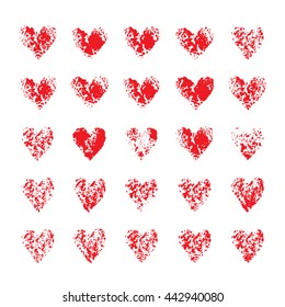 Set of grunge hearts. Vector illustration.