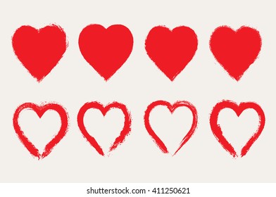 Set of grunge hearts.Vector heart.