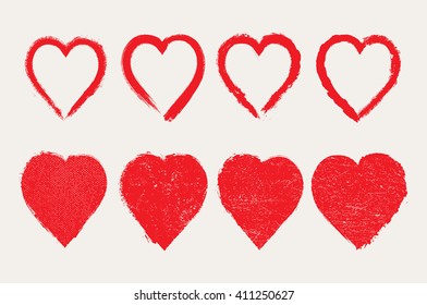 Set of grunge hearts.Vector heart.