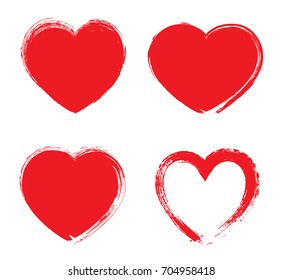 Conjunto de corazones grunge.Forma de corazón vectorial.