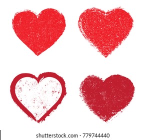 Set of grunge hearts.Vector hearts for valentines day or wedding.