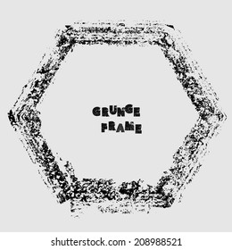 Set of grunge hexagon frame. Vector illustration. 