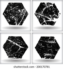 Set of grunge hexagons. Vector illustration