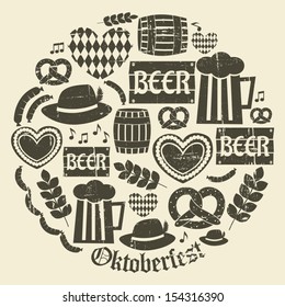 A set of grunge icons for Oktoberfest.