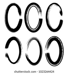 Set of grunge ink brush strokes, lines. Grunge hand drawn brush stroke elements, box, background, frames vector illustration
