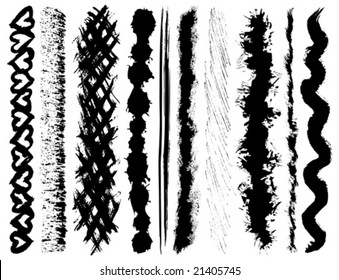 Set of grunge ink brush strokes