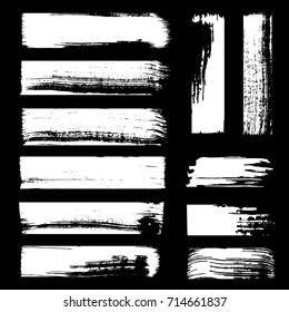 Set of grunge ink brush strokes, lines. Grunge hand drawn brush stroke elements, box, background, frames vector illustration