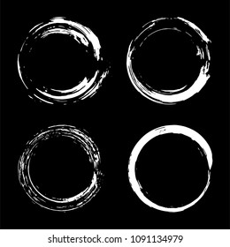 Set of grunge ink circle frames. Round shapes. Grunge oval. Distress texture vector illustration