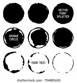 Set of grunge ink circle on white background, for frames and design elements.