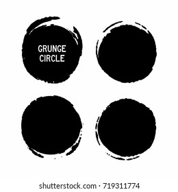 Set of grunge ink circle on white background, for frames and design elements.