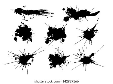 Set of grunge ink splashes