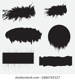 set of grunge ink splashes banner vector illustration
