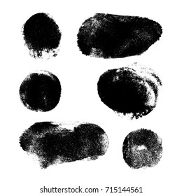 Set of grunge ink stamps. Vector black painted backgrounds isolated on white.