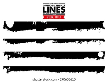 Set of grunge and ink stroke lines. vector template - easy to use