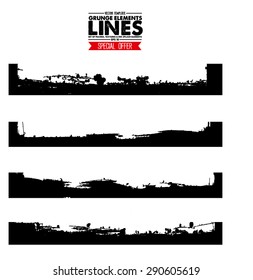 Set of grunge and ink stroke lines. vector template - easy to use