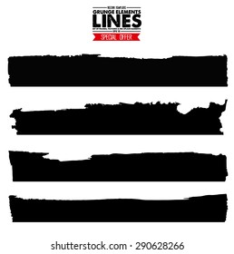 Set of grunge and ink stroke lines. vector template - easy to use