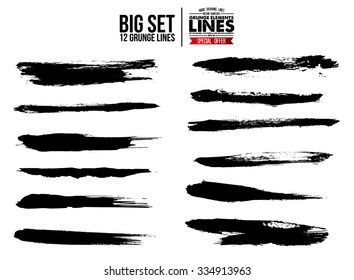 Set of grunge and ink stroke lines. vector template - easy to use