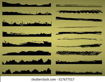 Set of grunge and ink stroke lines. vector template - easy to use
Hand drawn edges pattern background vector illustration set
