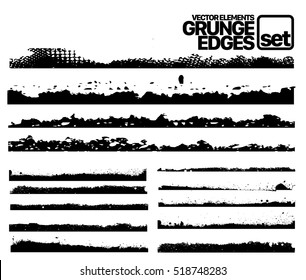 Set of grunge ink stroke lines template
Hand drawn edges pattern background isolated vector illustration