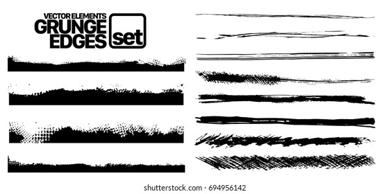 Set of grunge and ink stroke lines. vector template - easy to use