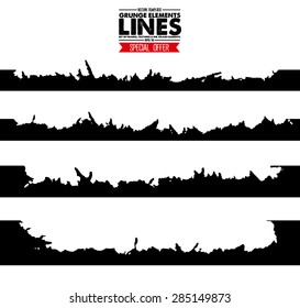 Set of grunge and ink strokes - abstract line vector template - easy to use