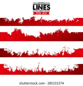 Set of grunge and ink strokes - abstract line vector template - easy to use