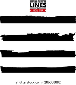 Set of grunge and ink strokes - abstract line vector template - easy to use