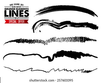 Set of grunge and ink strokes. vector template - easy ti use