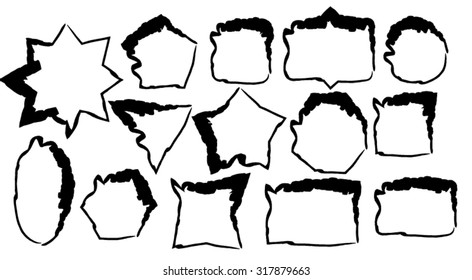 Set of grunge ink within the ink blots of different shapes.  All isolated.