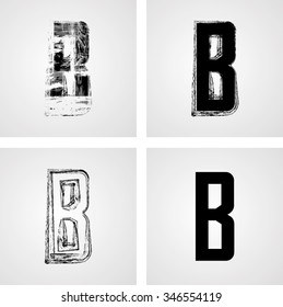 Set of Grunge Letters. Vector Illustration. 