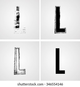 Set of Grunge Letters. Vector Illustration. 