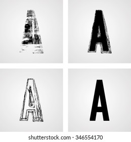 Set of Grunge Letters. Vector Illustration. 