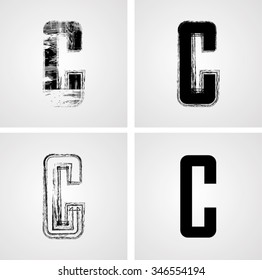 Set of Grunge Letters. Vector Illustration. 