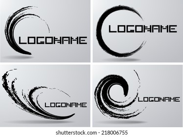 Set of grunge logo elements. Vector illustration. 