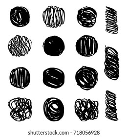 Set of grunge marker spots and stains. Banner template vector illustration
