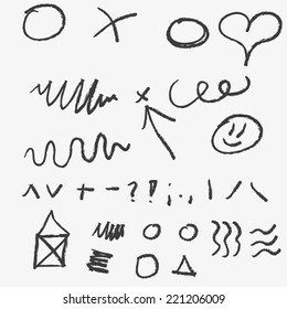 Set of grunge modern doodle handdrawn elements