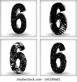 Set of grunge numbers. Vector illustration.