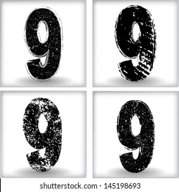 Set of grunge numbers. Vector illustration.