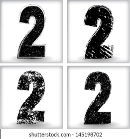 Set of grunge numbers. Vector illustration.